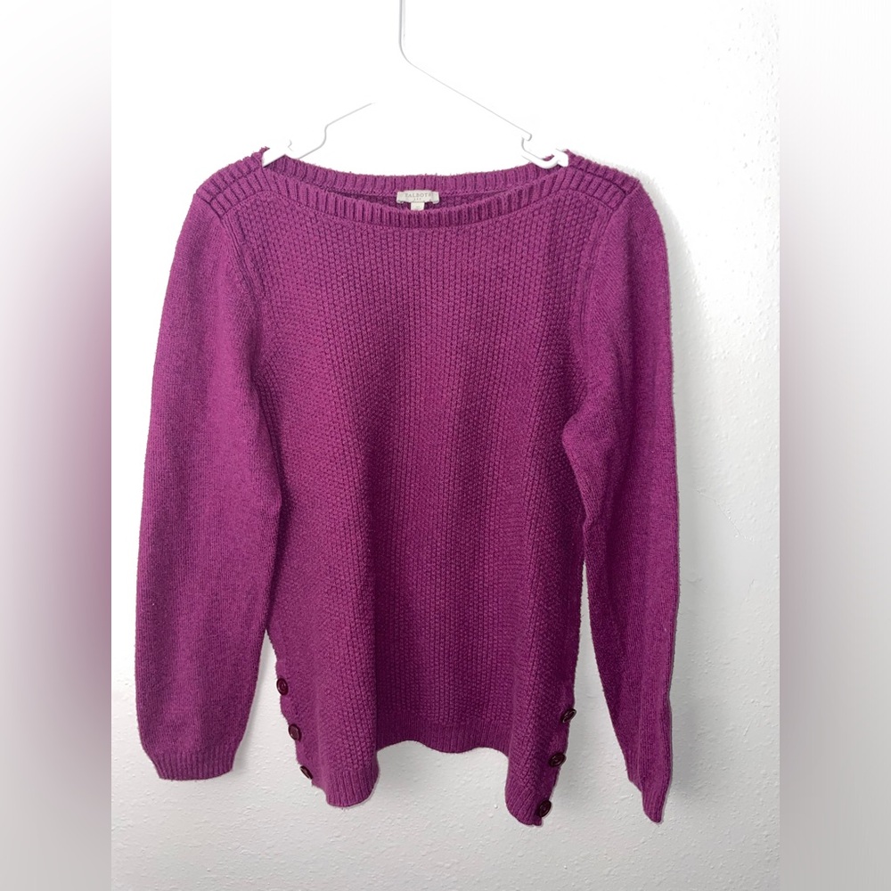 Talbots Magenta Sweater With Button Details - image 1